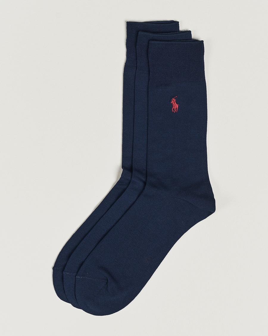 Polo Ralph Lauren 3-Pack Mercerized Cotton Socks Navy – Blau