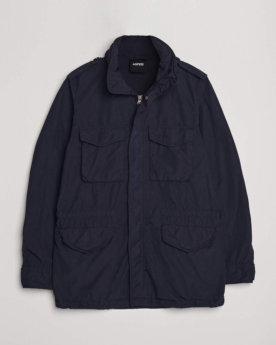 Aspesi Giubotto Garment Dyed Field Jacket Navy – Blau
