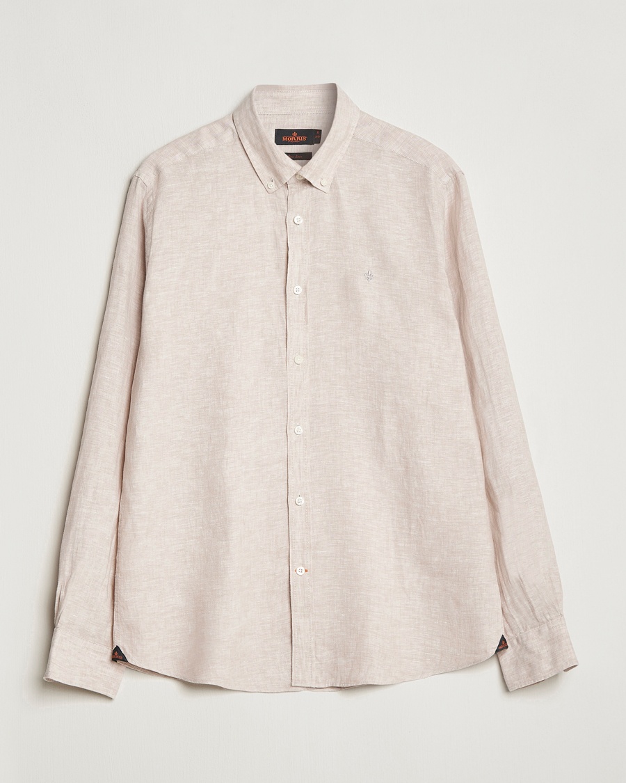Morris Douglas Linen Button Down Shirt Khaki – Beige