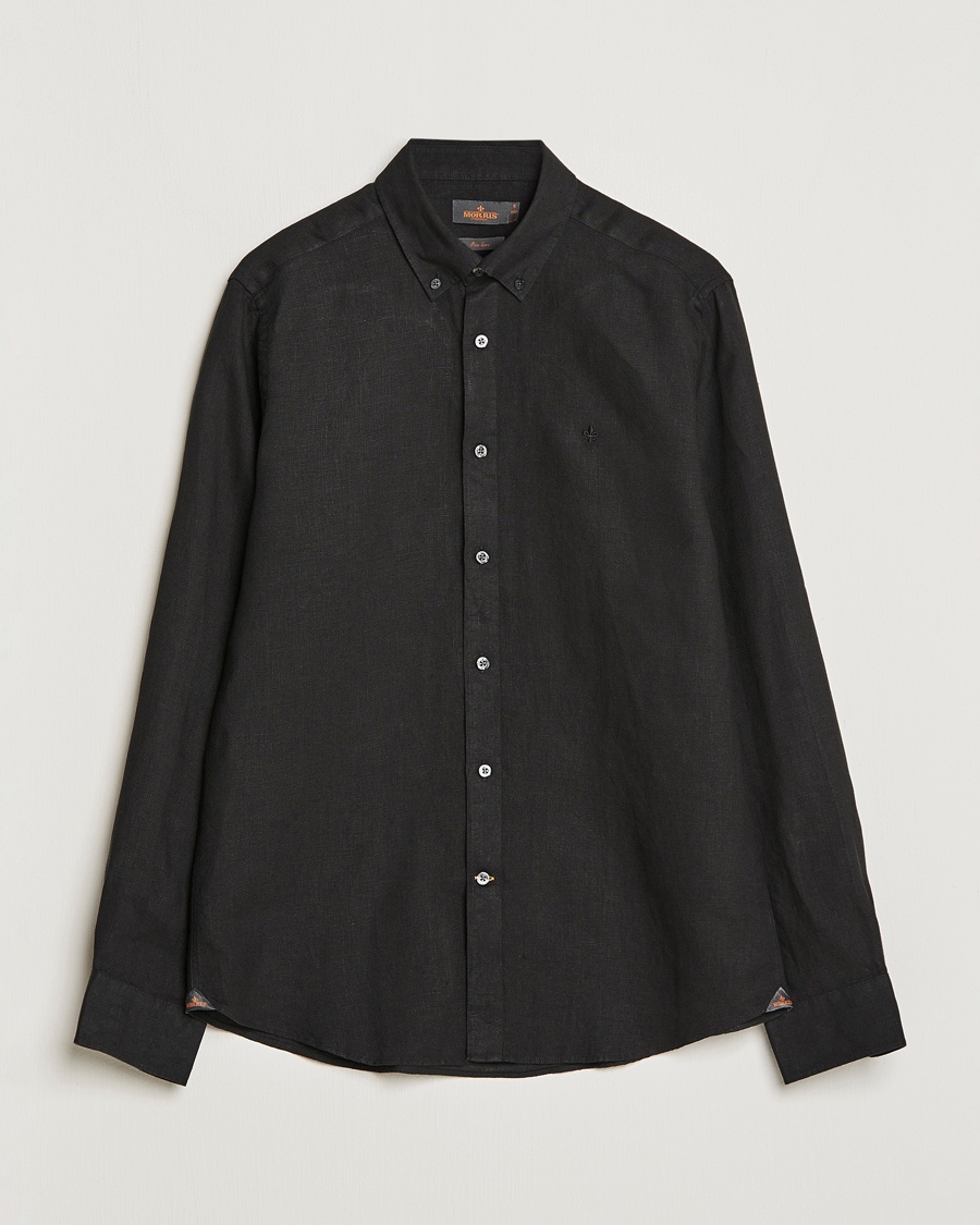 Morris Douglas Linen Button Down Shirt Black – Schwarz