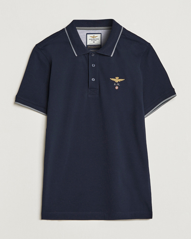 Herren |  | Aeronautica Militare | Garment Dyed Cotton Polo Navy