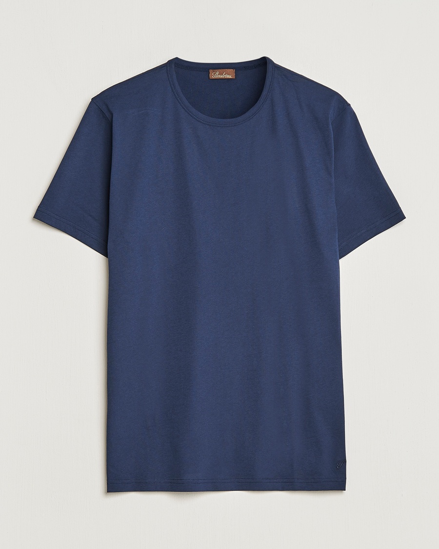 Stenströms Solid Cotton T-Shirt Navy – Blau
