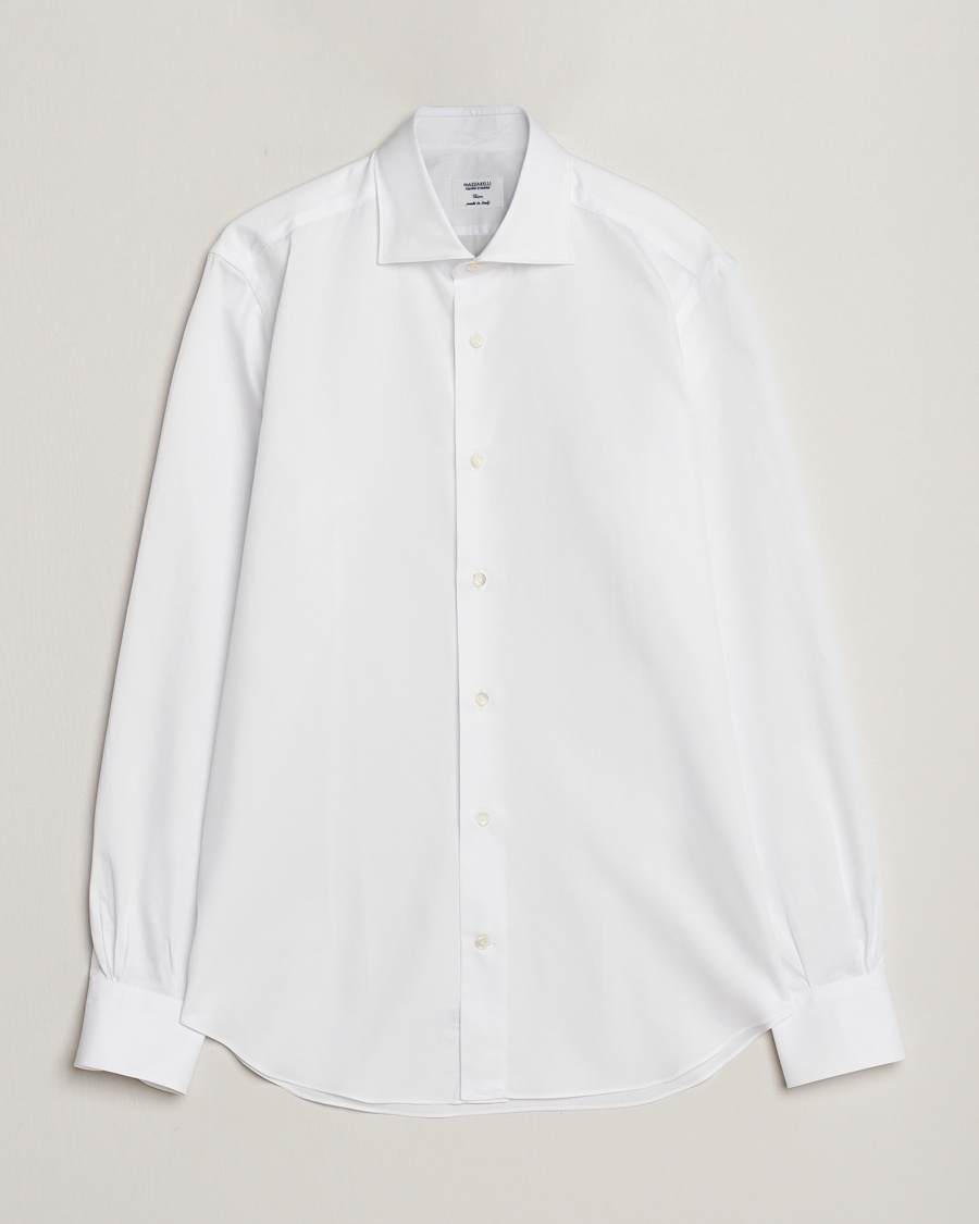 Mazzarelli Soft Cotton Cut Away Shirt White – Weiß