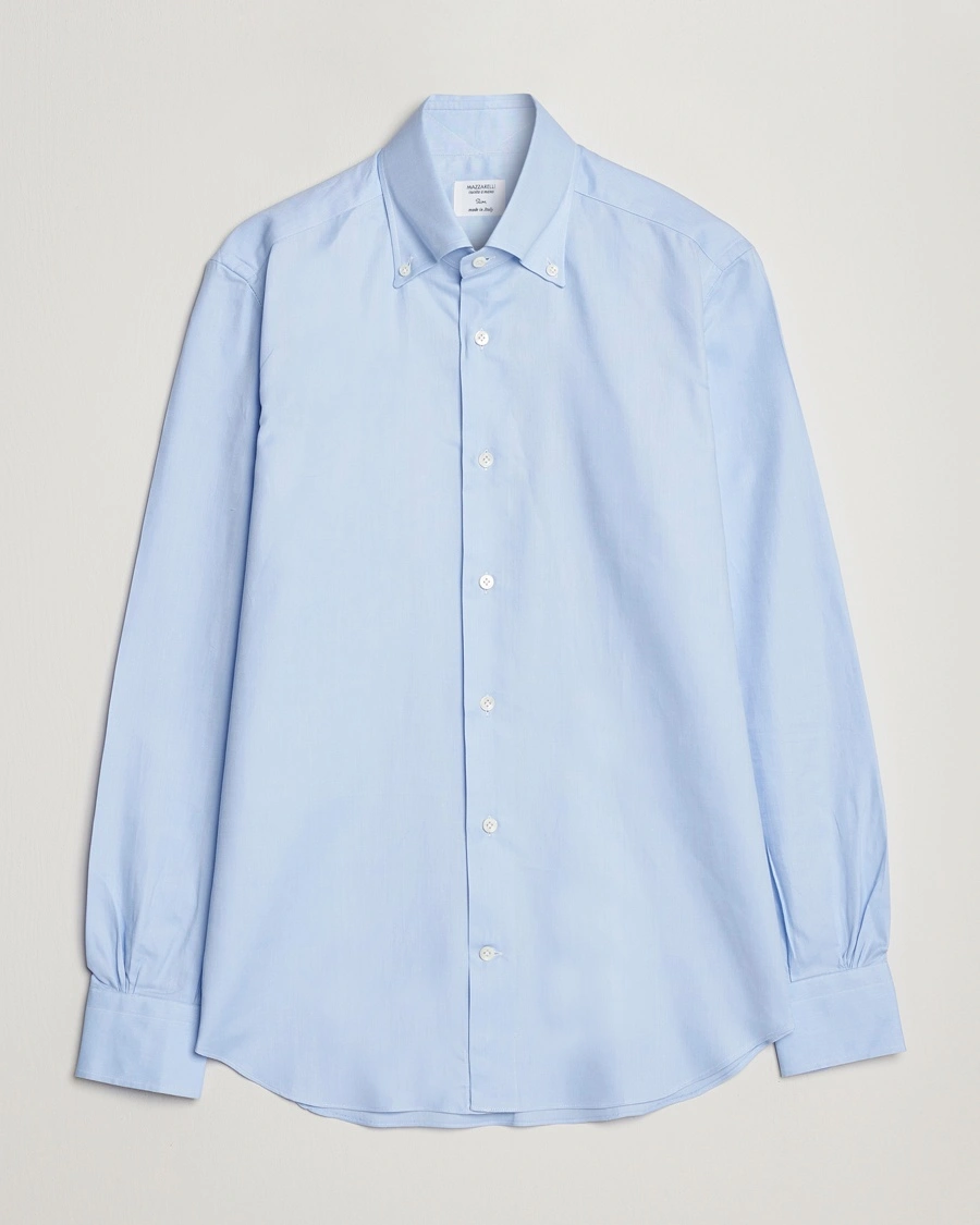 Mazzarelli Soft Oxford Button Down Shirt Light Blue – Blau