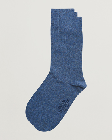 Herren | Normale Socken | Amanda Christensen | 3-Pack True Cotton Socks Denim Blue