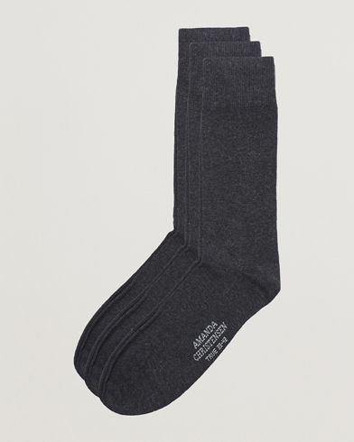 Herren | Amanda Christensen | Amanda Christensen | 3-Pack True Cotton Socks Antrachite Melange