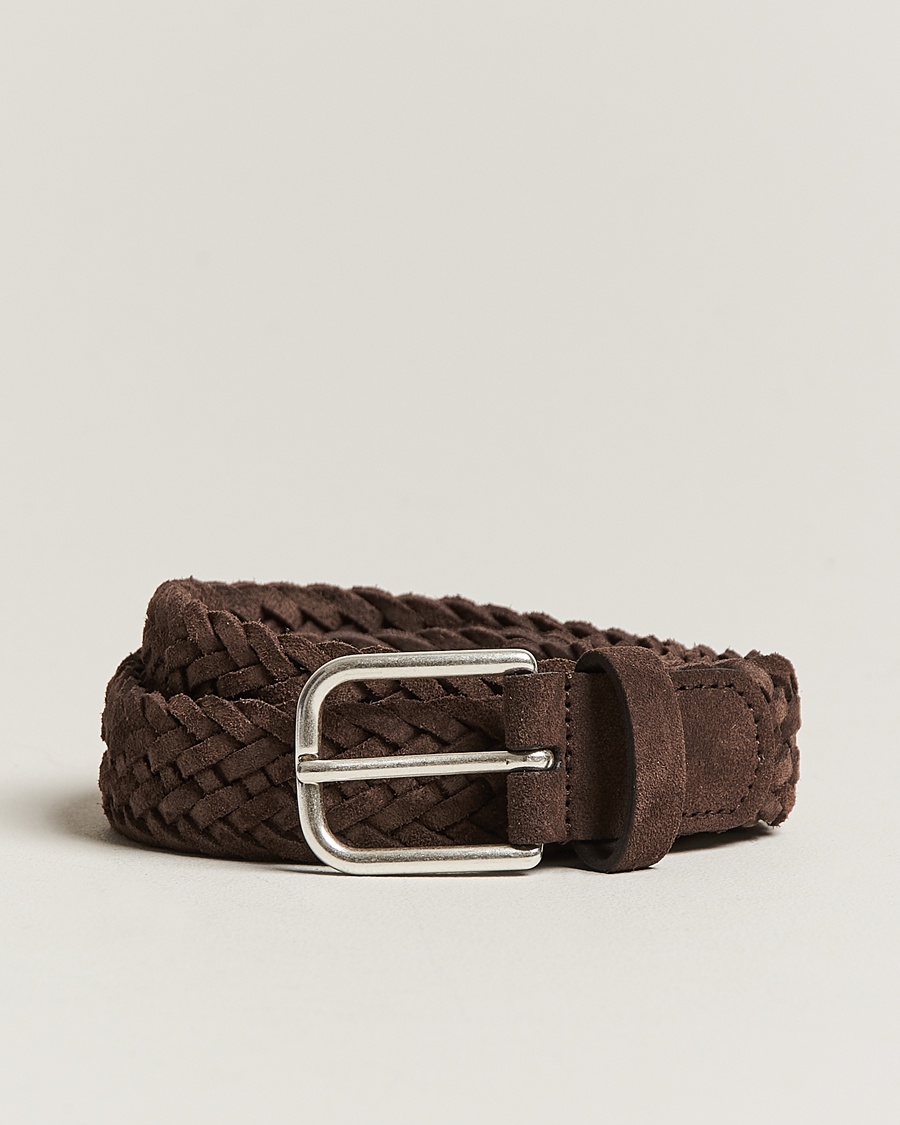 Anderson's Woven Suede Belt 3 cm Dark Brown – Braun