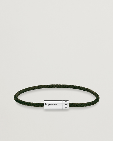 Herren | LE GRAMME | LE GRAMME | Nato Cable Bracelet Khaki/Sterling Silver 7g