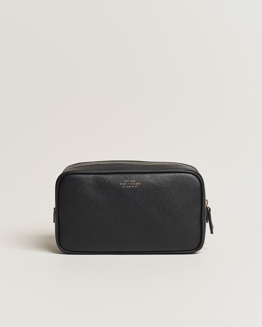 Smythson Panama Double Zip Washbag Black – Schwarz