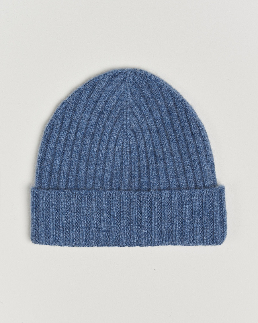 Amanda ChristensenRib Knitted Cashmere CapBlue Melange – Blau