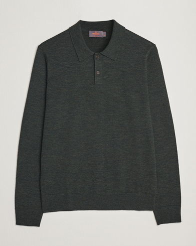 Herren | Bestickte Polohemden | Morris | Merino Polo Knit Dark Green