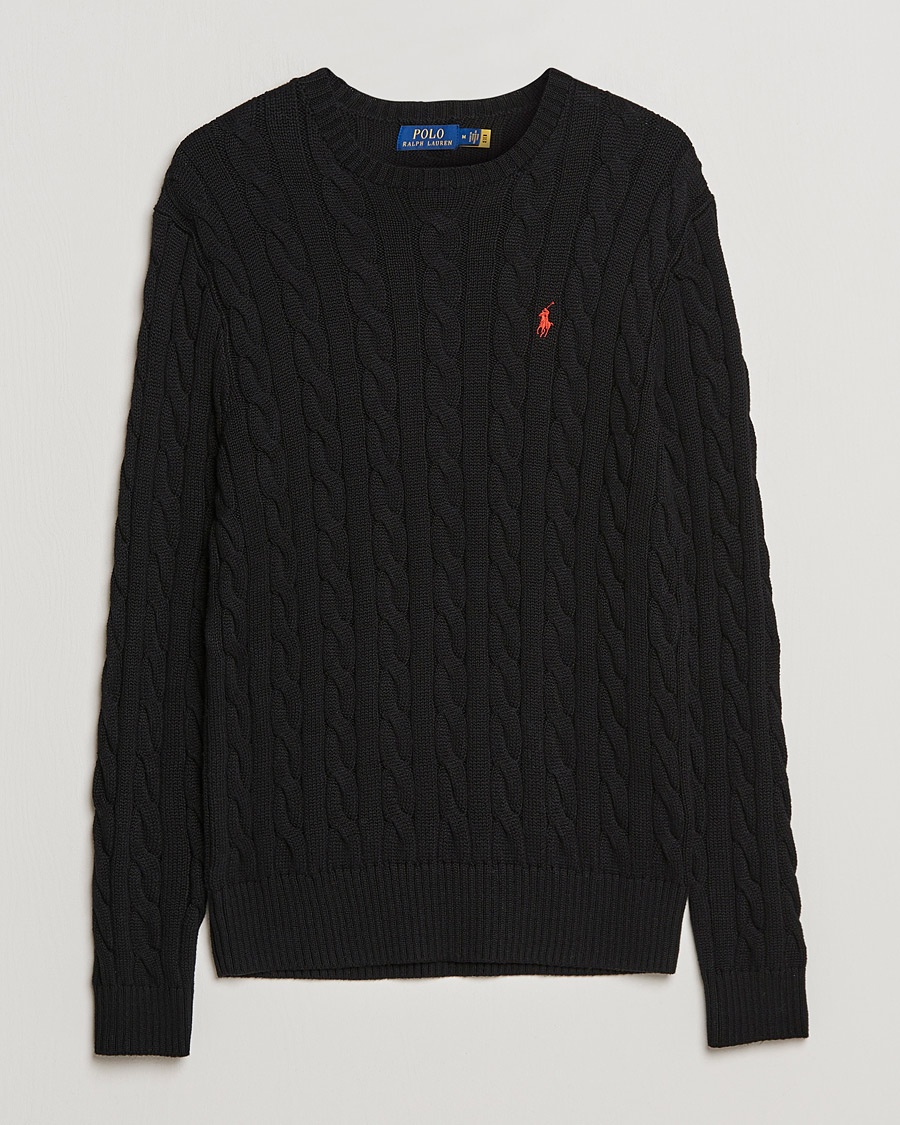 Polo Ralph Lauren Cotton Cable Pullover Polo Black – Schwarz