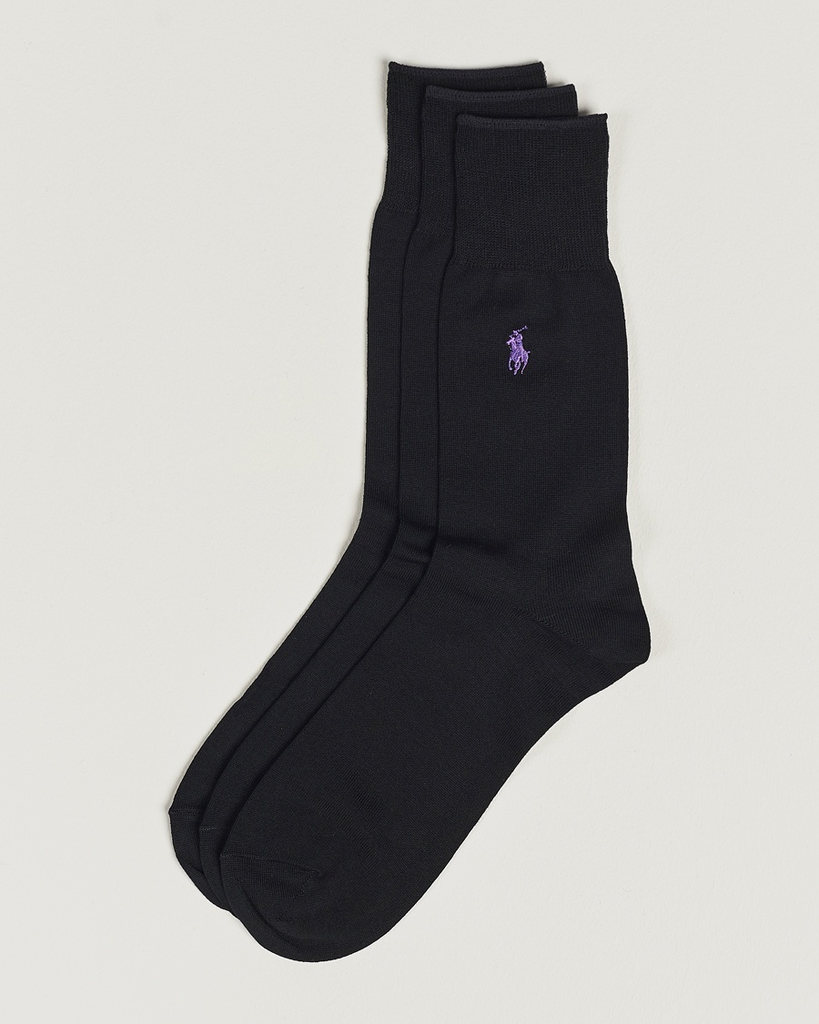 Polo Ralph Lauren 3-Pack Mercerized Cotton Socks Black – Schwarz