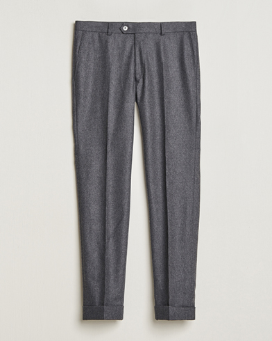 Herren | Flanellhosen | Oscar Jacobson | Denz Turn Up Flannel Trousers Grey Melange