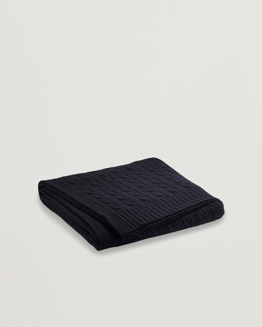 Ralph Lauren Home Cable Knitted Cashmere Throw Midnight Black – Schwarz