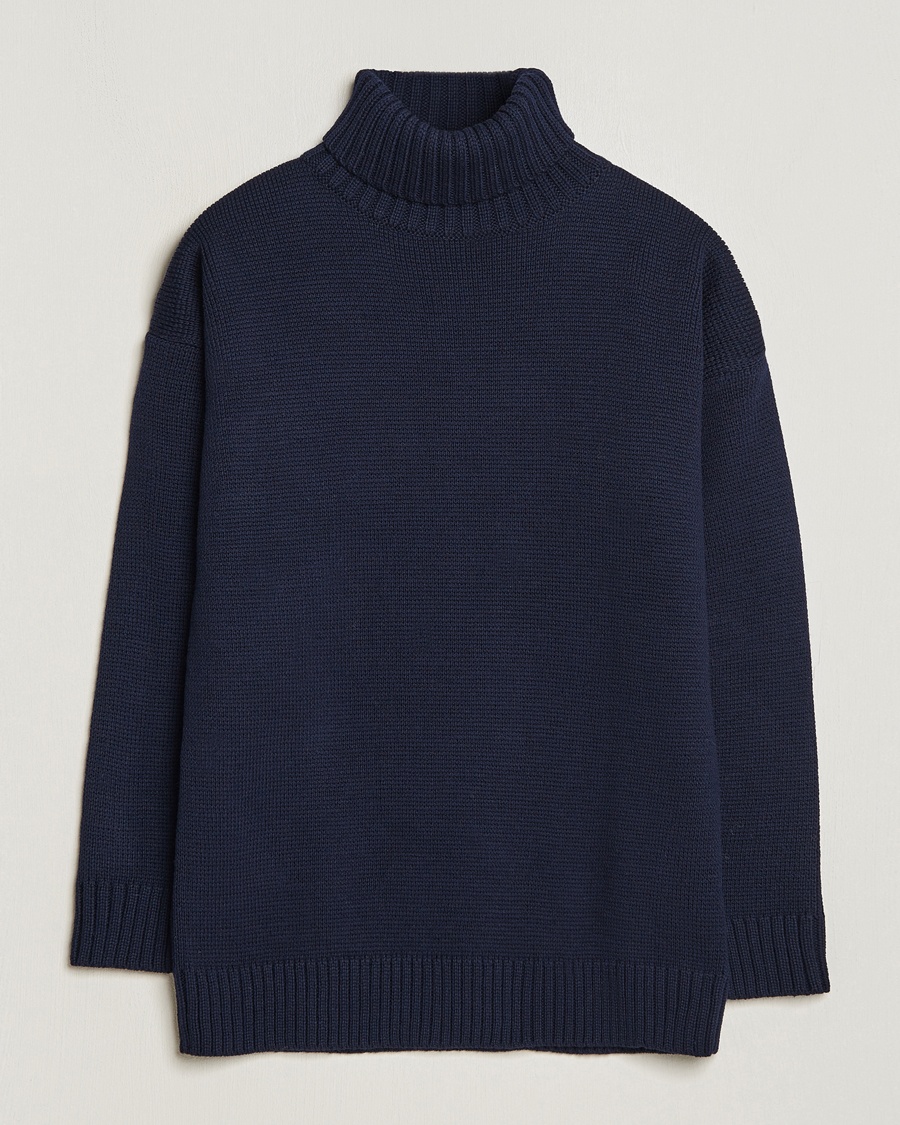Gloverall Submariner Chunky Wool Rollneck Navy – Blau