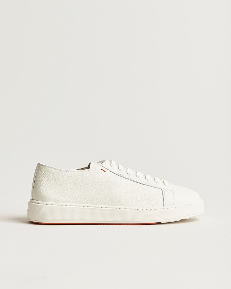 Santoni Low Top Grain Leather Sneaker White Calf – Weiß