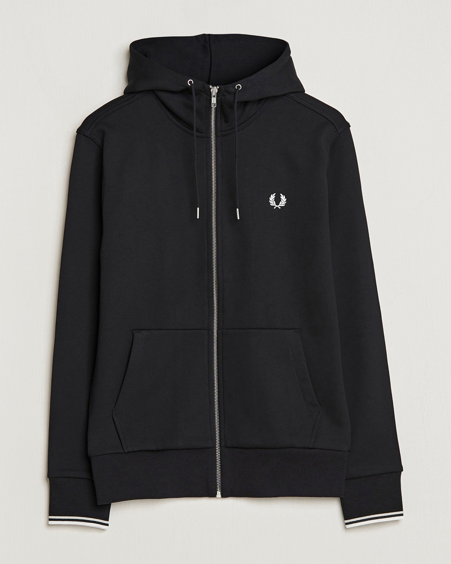 Fred Perry Full Zip Hooded Sweatshirt Black – Schwarz
