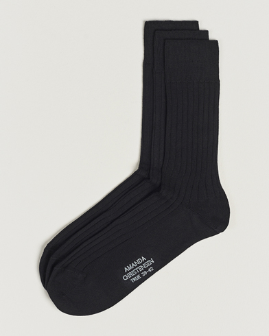 Herren | Bald auf Lager | Amanda Christensen | 3-Pack True Cotton Ribbed Socks Black