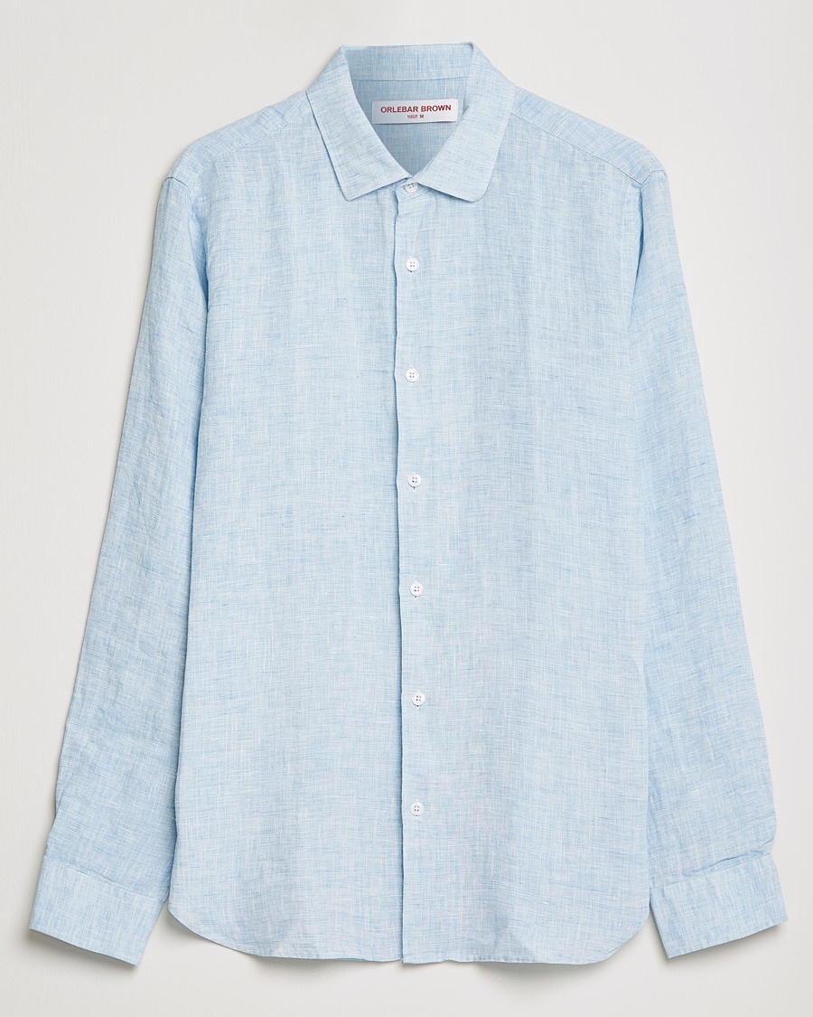 Orlebar Brown Giles Linen CLS Shirt Pale Blue/White – Blau
