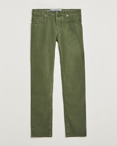 Herren | 5-Pocket-Hosen | Jacob Cohën | Bard Garment Dyed Gabardine Trousers Green