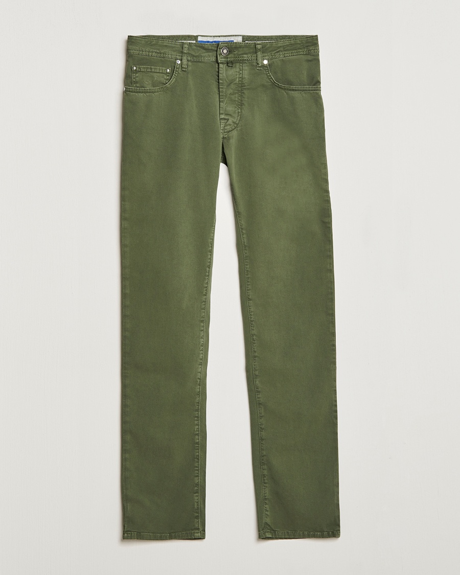 Jacob Cohën Bard Garment Dyed Gabardine Trousers Green – Grün