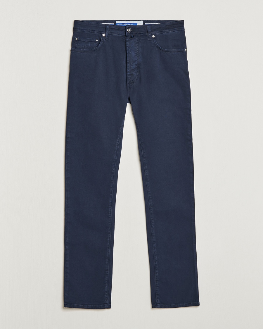 Jacob Cohën Bard Garment Dyed Gabardine Trousers Navy – Blau