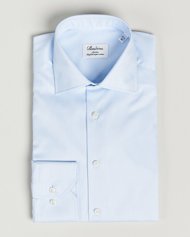 Herren |  | Stenströms | Slimline Thin Stripe Shirt White/Blue