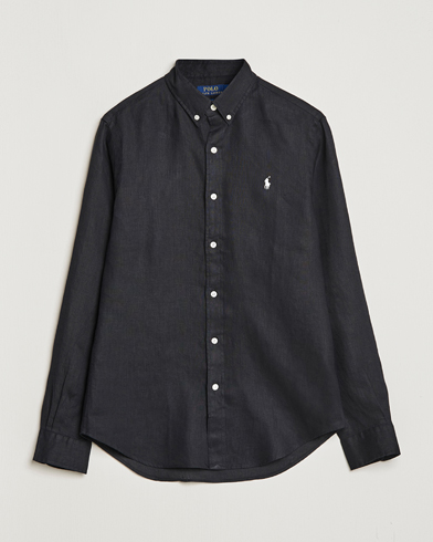 Herren | Leinenhemden | Polo Ralph Lauren | Slim Fit Linen Button Down Shirt Polo Black