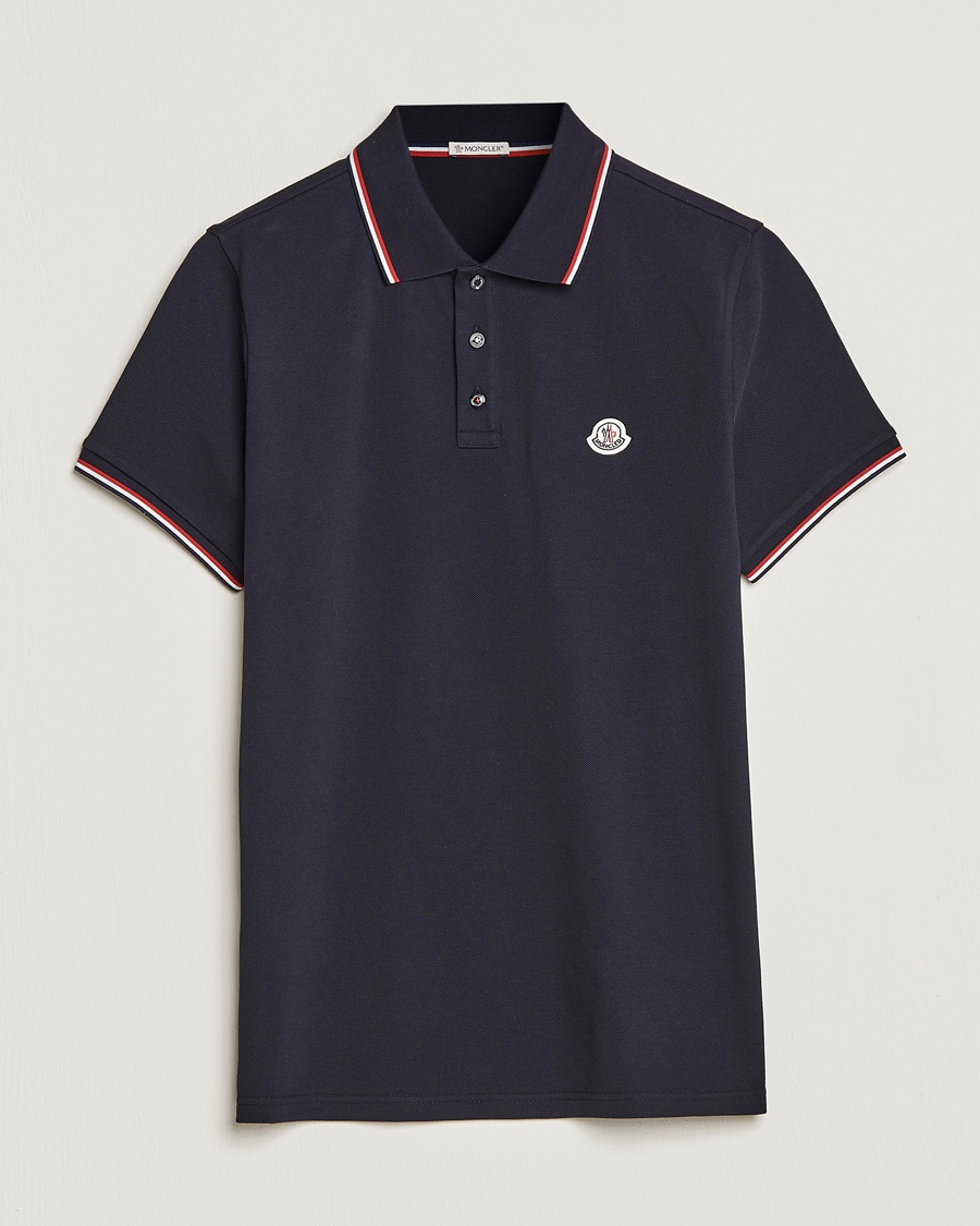 Moncler Contrast Rib Polo Navy – Blau