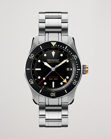 Herren | Edelstahlarmband | Bremont | S302 Supermarine GMT 40mm Steel Bracelet Black Dial
