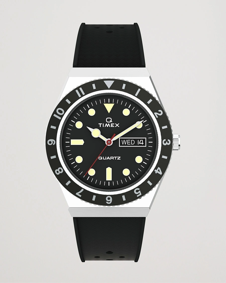 Timex Q Diver 38mm Rubber Strap Black – Schwarz