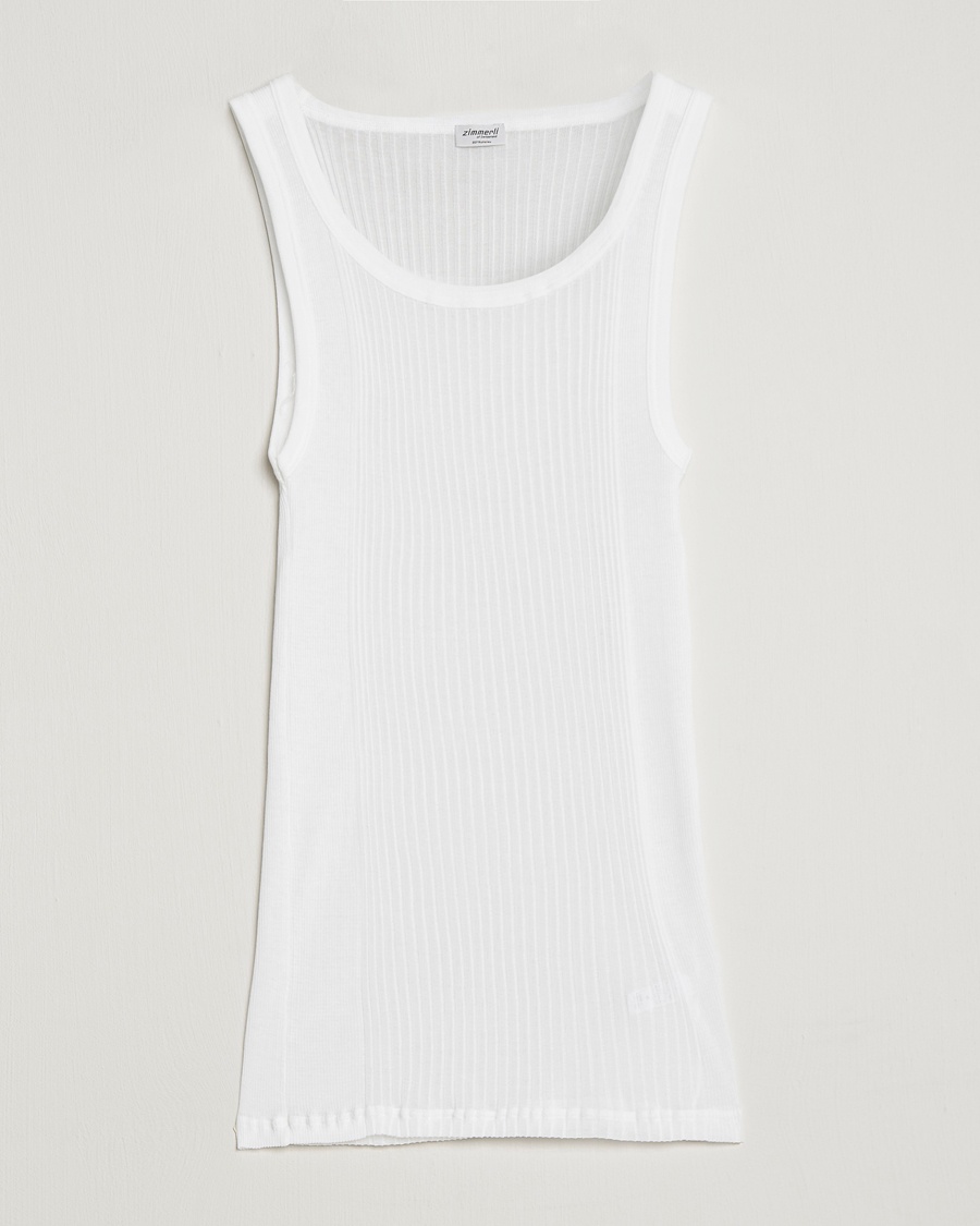 Zimmerli of Switzerland Ribbed Mercerized Cotton Tank Top White – Weiß