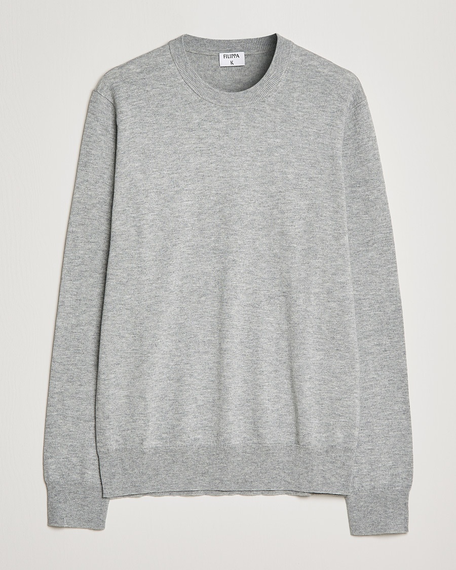 Filippa K Cotton Merino Basic Sweater Light Grey Melange – Grau