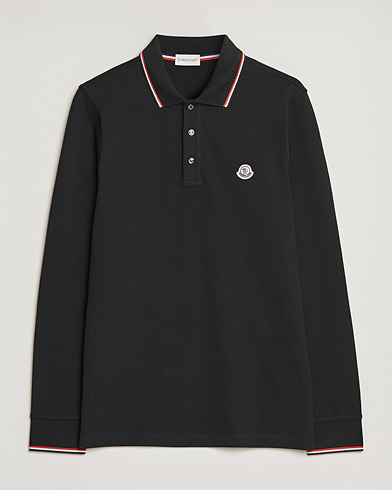 Herren | Langarm-Poloshirts | Moncler | Contrast Rib Long Sleeve Polo Black