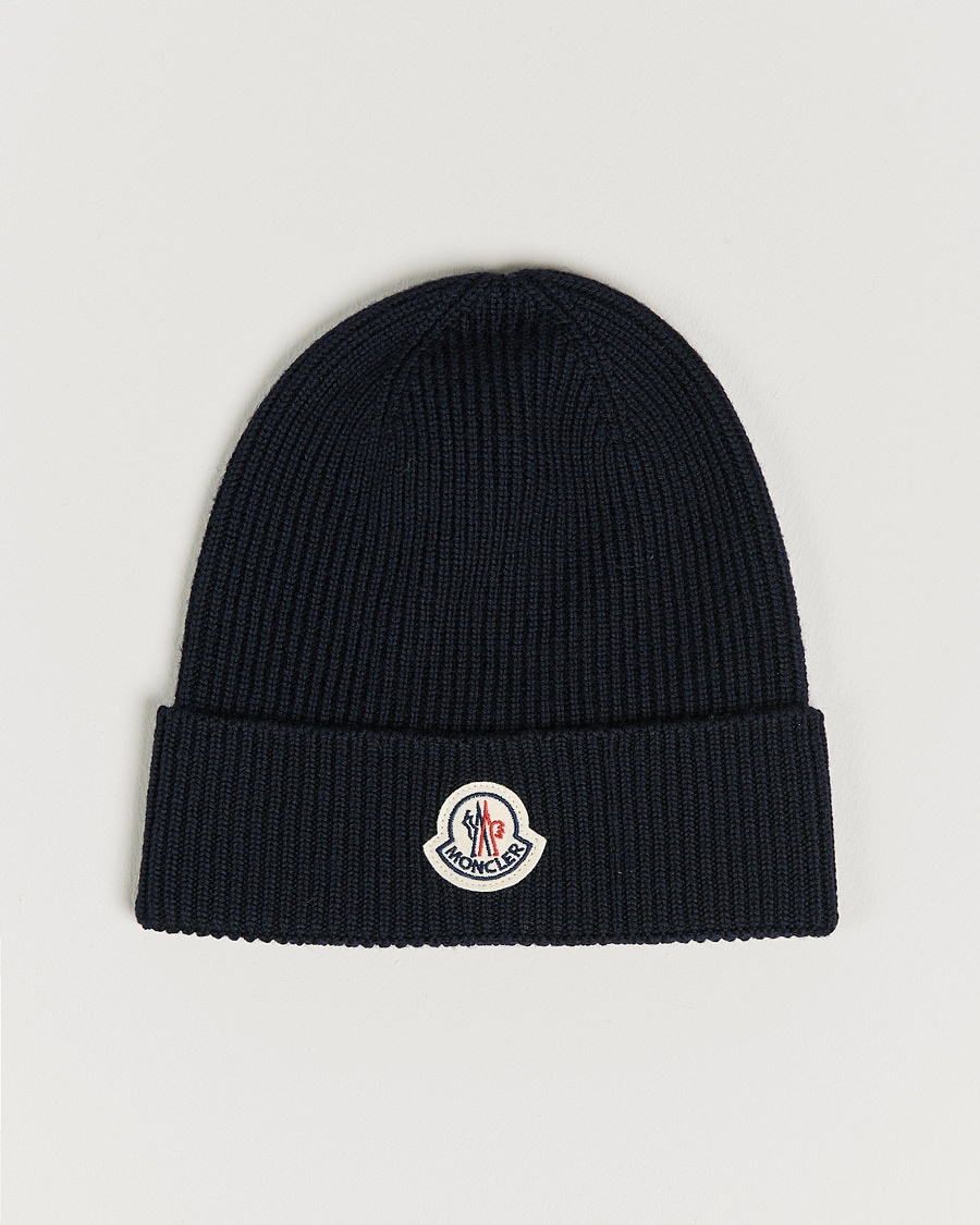 Moncler Rib Wool Beanie Navy – Blau