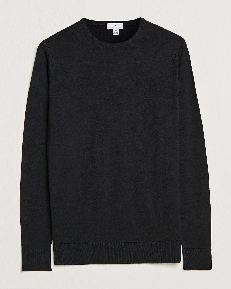 Sunspel Crew Neck Jumper Black – Schwarz