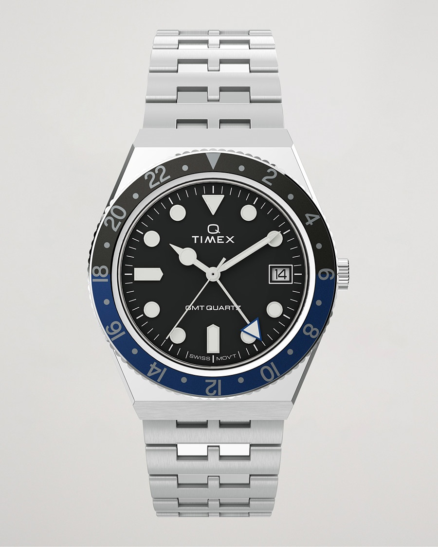 Timex Q Diver GMT 38mm Black/Blue – Schwarz