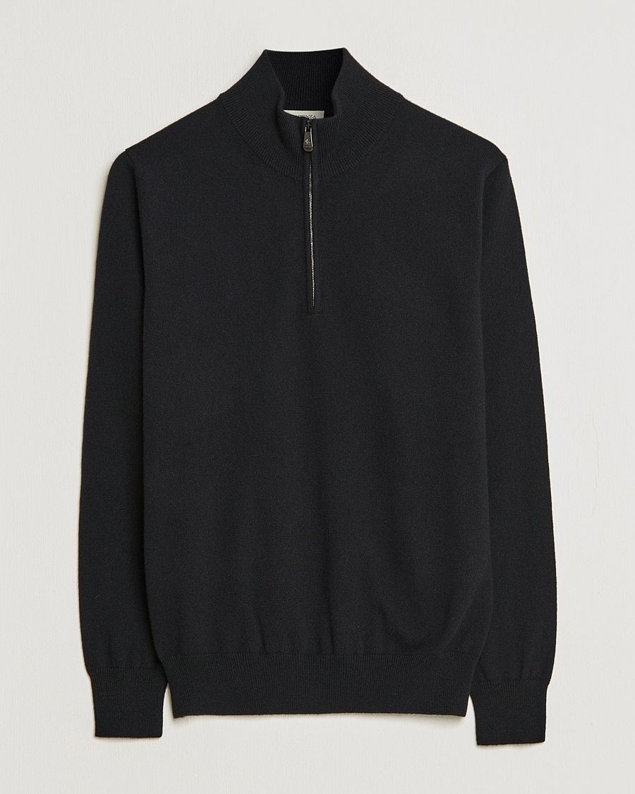 Piacenza Cashmere Cashmere Half Zip Sweater Black – Schwarz