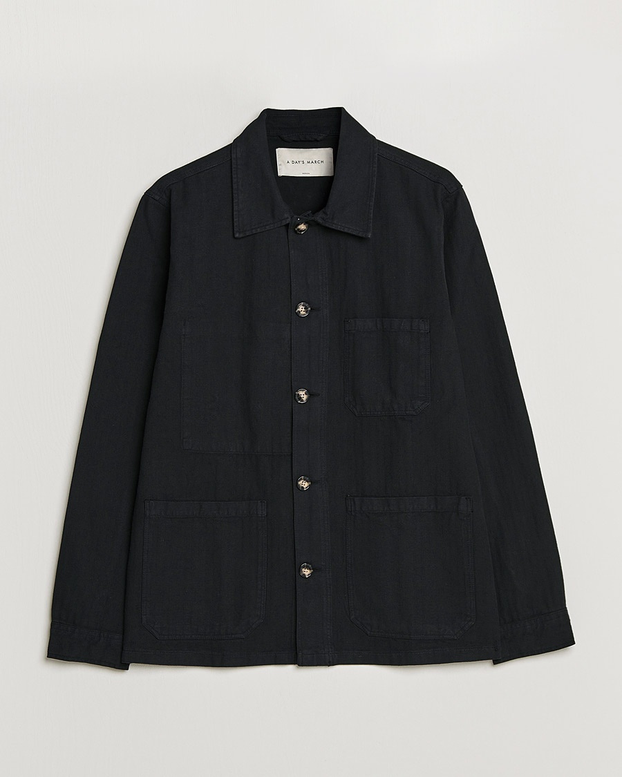 A Day's March Original Herringbone Overshirt Black – Schwarz