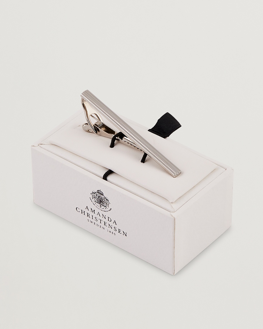 Amanda Christensen Ribbed Tie Clip Silver – Silber