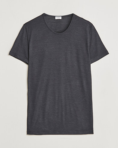 Herren |  | Zimmerli of Switzerland | Wool/Silk Crew Neck T-Shirt Charcoal