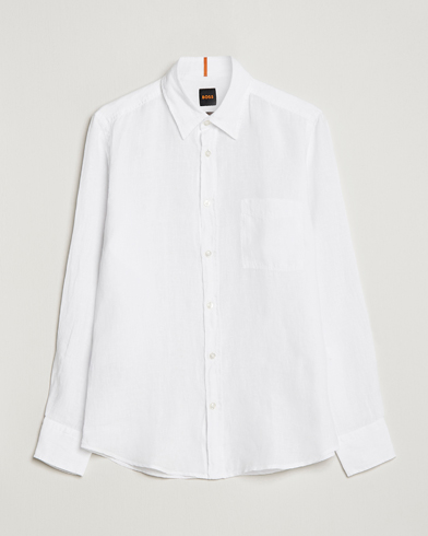 Herren | Leinenhemden | BOSS ORANGE | Relegant Linen Shirt White