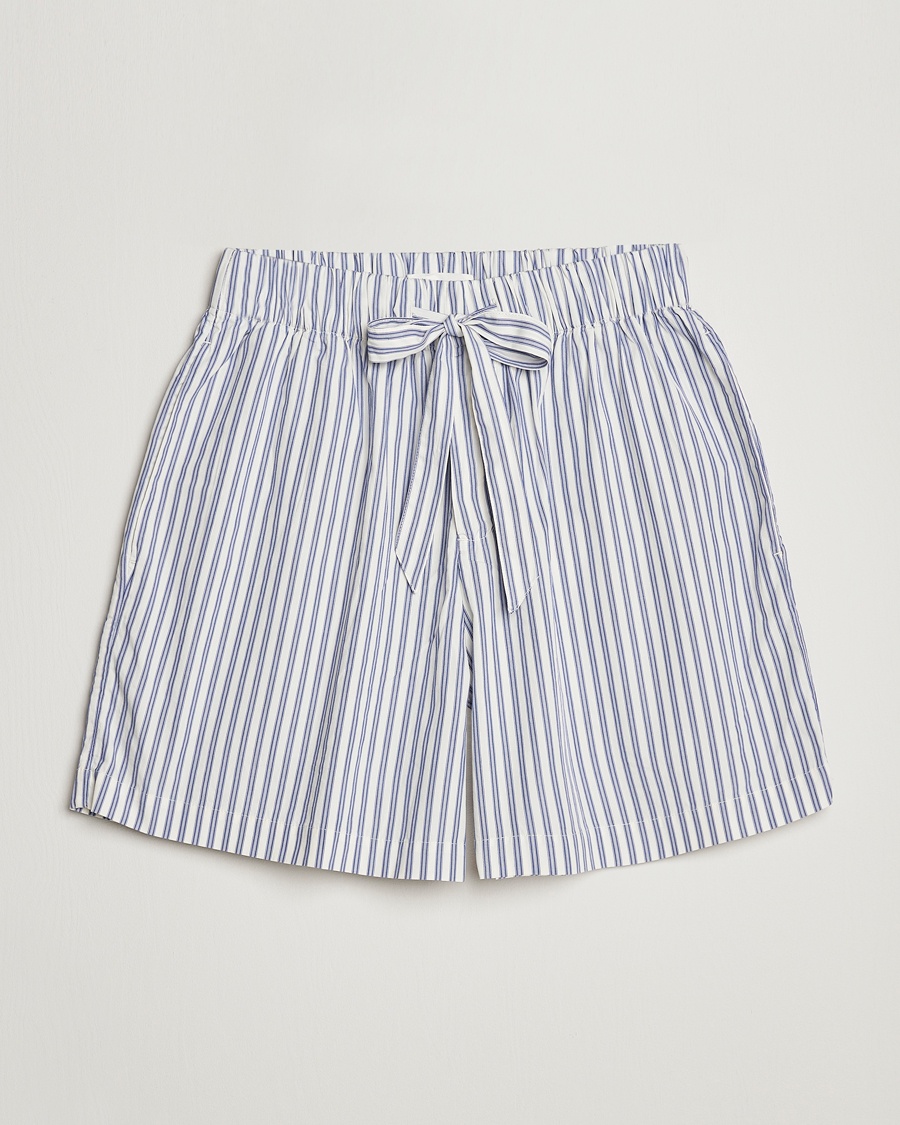 Tekla Poplin Pyjama Shorts Skagen Stripes – Blau