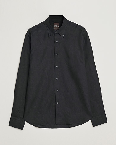 Herren | Leinenhemden | Oscar Jacobson | Regular Fit Button Down Linen Shirt Black