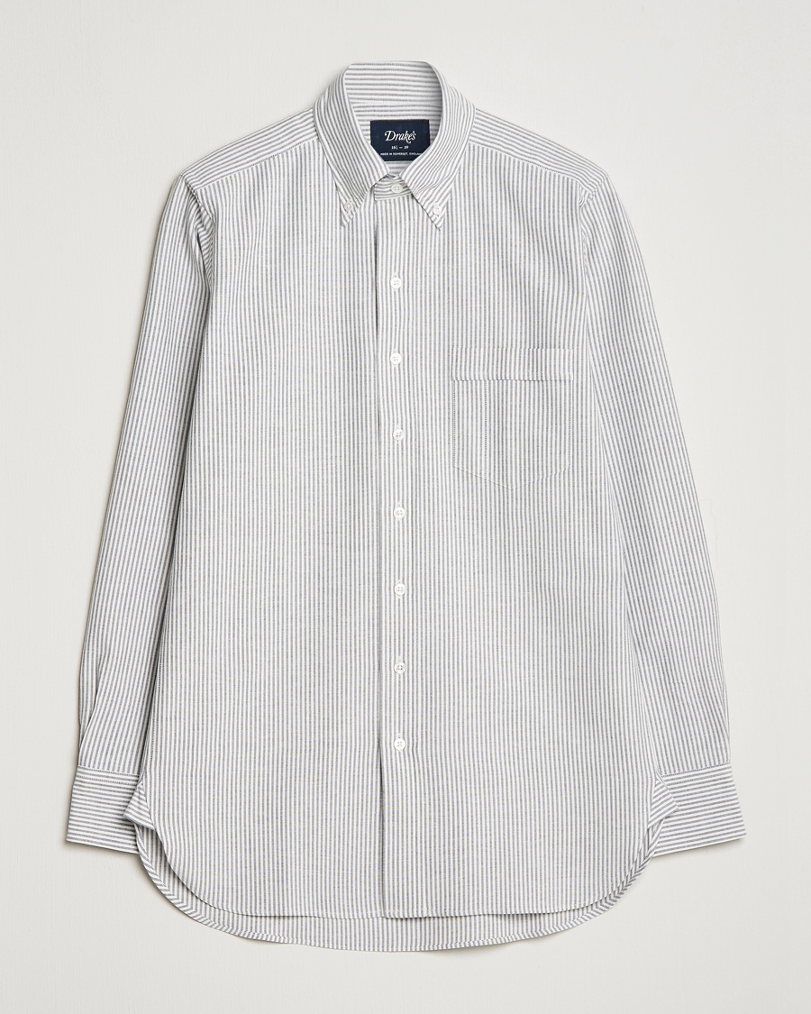 Drake's Striped Button Down Oxford Shirt Black – Schwarz