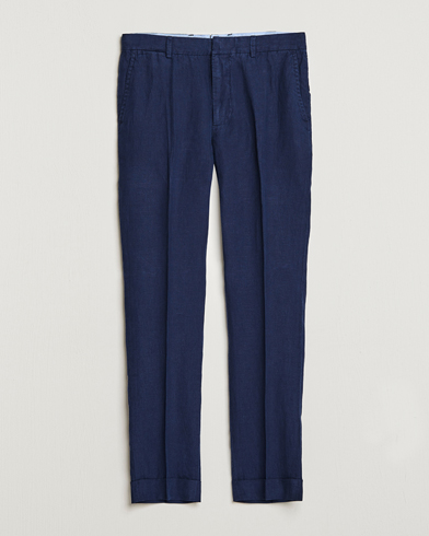 Herren | Leinenhosen | Polo Ralph Lauren | Linen Pleated Trousers Navy
