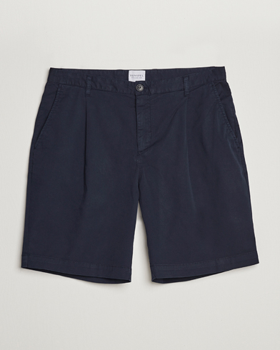 Herren | Chinoshorts | Sunspel | Pleated Stretch Cotton Twill Shorts Navy