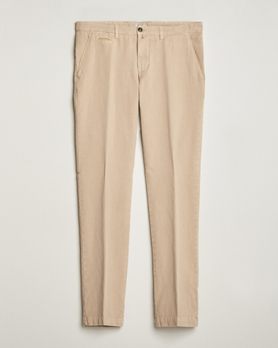 Herren | Leinenhosen | Briglia 1949 | Slim Fit Diagonal Cotton Stretch Trousers Beige