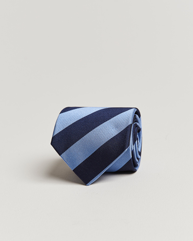 Herren | Krawatten | Amanda Christensen | Regemental Stripe Classic Tie 8 cm Sky Blue/Navy